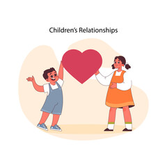 Children's Relationships concept. Flat vector illustration