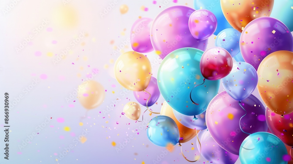 Poster a cheerful image featuring a colorful cluster of balloons, perfect for showcasing festive events and
