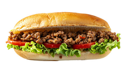 Delicious sandwich with ground meat and fresh veggies
