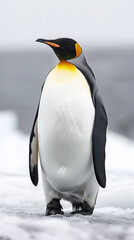 Fototapeta premium Penguin standing on snow ground.