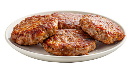 Grilled burger patties on plate transparent background