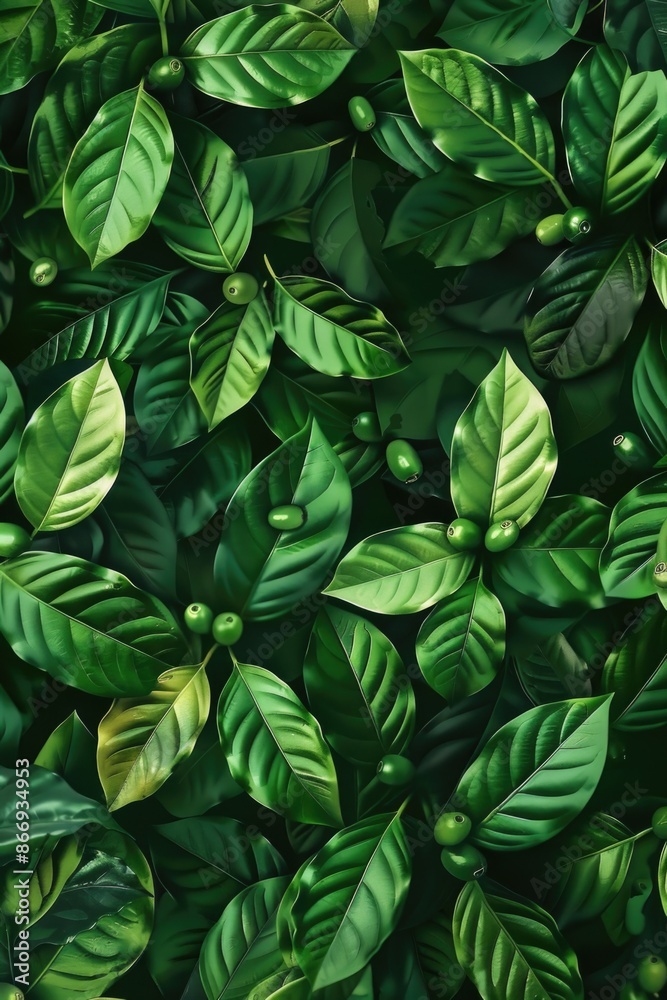 Sticker close-up of green leaves