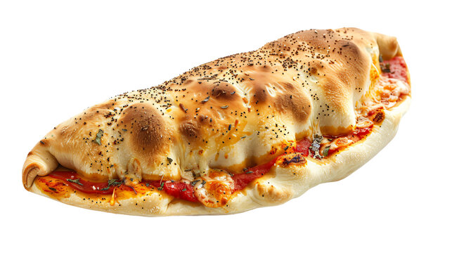 Delicious stuffed calzone pizza on transparent background