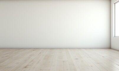 Minimalist Empty Room with Light Wooden Floor and White Wall