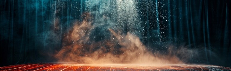 Fototapeta premium Theatrical stage with dramatic lighting and smoke
