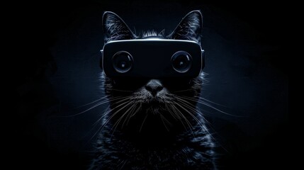 Futuristic cat virtual reality glasses design with ample space for adding text or graphics