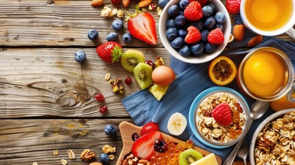 Healthy Breakfast Options on Vintage Table
