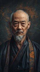 Naklejka premium Middle-aged Chinese man with a traditional robe