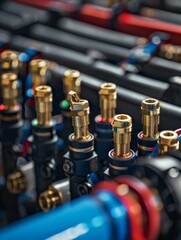 Connectors and fittings for water tubes displayed with various types of tubing, highlighting their compatibility, photo realistic, high resolution photography, photographed in the style Photography