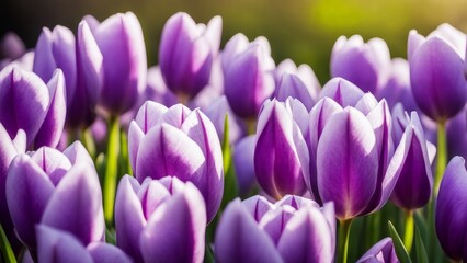 Obraz premium An image with delicate lilac tulips, depicting the essence of spring.