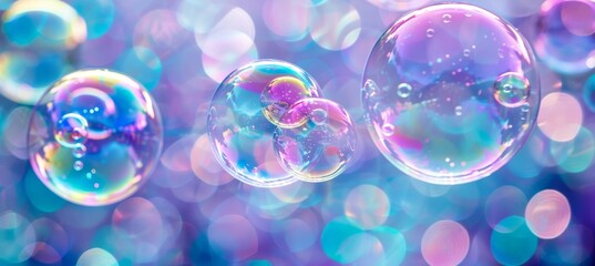 Naklejka premium Mesmerizing macro view of iridescent soap bubbles revealing delicate patterns and transient beauty