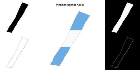 Pinamar department (Buenos Aires) outline map set