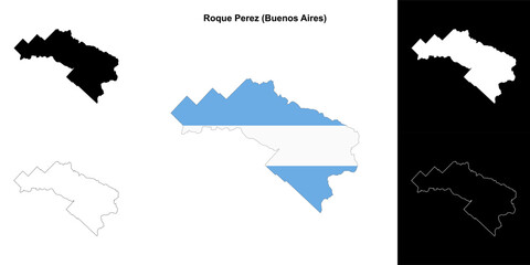 Roque Perez department (Buenos Aires) outline map set