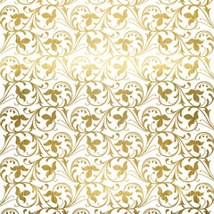 Gold foil metallic seamless Floral seamless background pattern, illustration for cover, textile, fabric, interior, paper, wrapping, wallpaper, print, background, template, decoration

