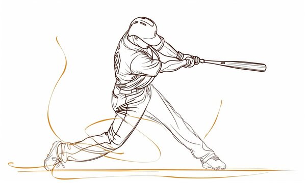 recommend clip art: A line art drawing of a baseball player swinging a bat on a white background.
