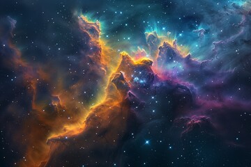 Fototapeta premium Vibrant Deep Space Nebulae Against a Star-Studded Sky