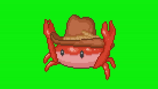  crab with hat, pixel art meme