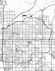Minimalist white map of Mesa, Arizona – A modern map print highlighting infrastructure of the city, useful for tourism purposes
