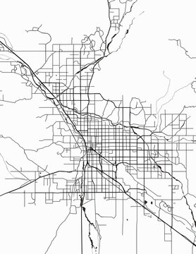 Minimalist white map of Tucson, Arizona &ndash; A modern map print highlighting infrastructure of the city, useful for tourism purposes
