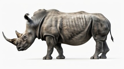 Obraz premium White Rhinoceros Standing in Profile