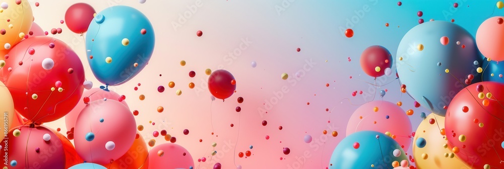 Poster a colorful backdrop of balloons of various shapes and sizes, perfect for companies organizing partie
