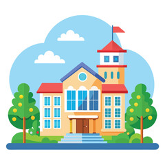 Fototapeta premium School Building Vector Icon Illustration. Building And Landmark Icon Concept