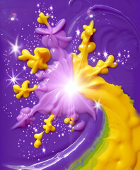 Fototapeta premium Abstract purple-yellow background with a beautiful shape, slime texture