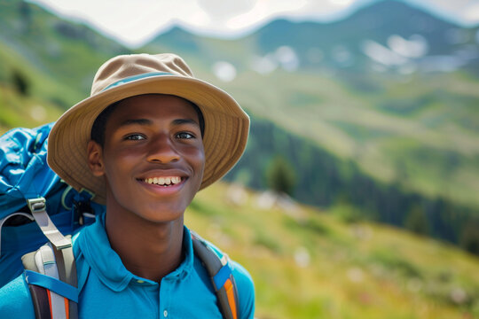 Summer Camp Male Monitor, interacting with youth, leading them through fun and adventurous activities, capturing moments of free time