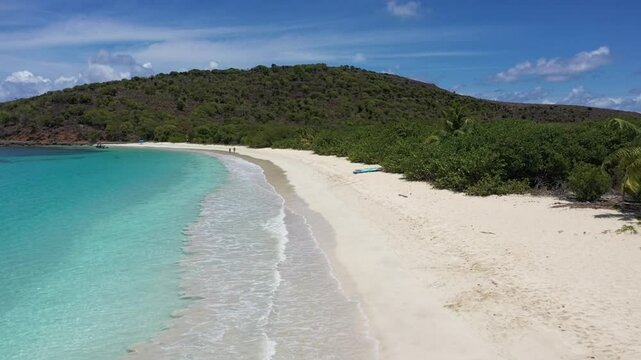 white sand beach, greenery and turquoise water at Culebrita Island in Fraile, Culebra, Puerto Rico