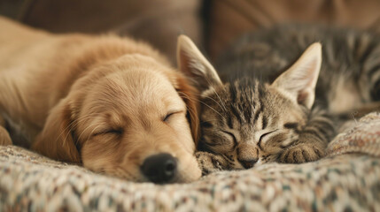 dog and cat sleeping on the couch pet sofa sleep
