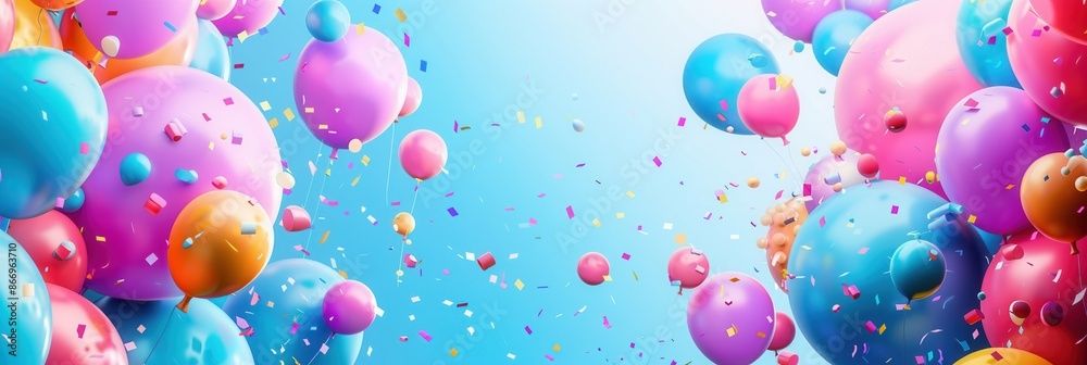 Aufkleber a vibrant background featuring a multitude of colorful balloons in various shapes, perfect for promo