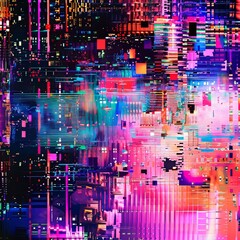 Fototapeta premium A field of pixelated digital noise, with random, glitch-like patterns background