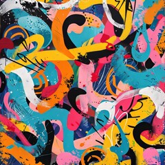 Bold, chaotic graffiti-like patterns 