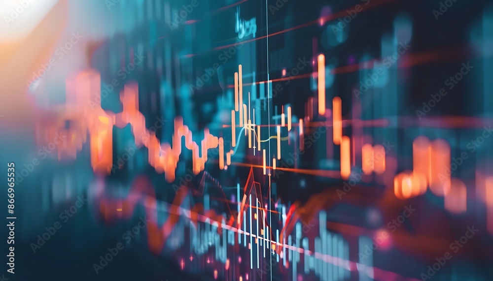 Poster abstract stock market data visualization