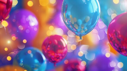 A vibrant backdrop of colorful balloons, perfect for companies organizing parties or selling festive goods. Generative AI
