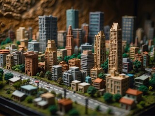 Fototapeta premium A miniature model of a city. AI.