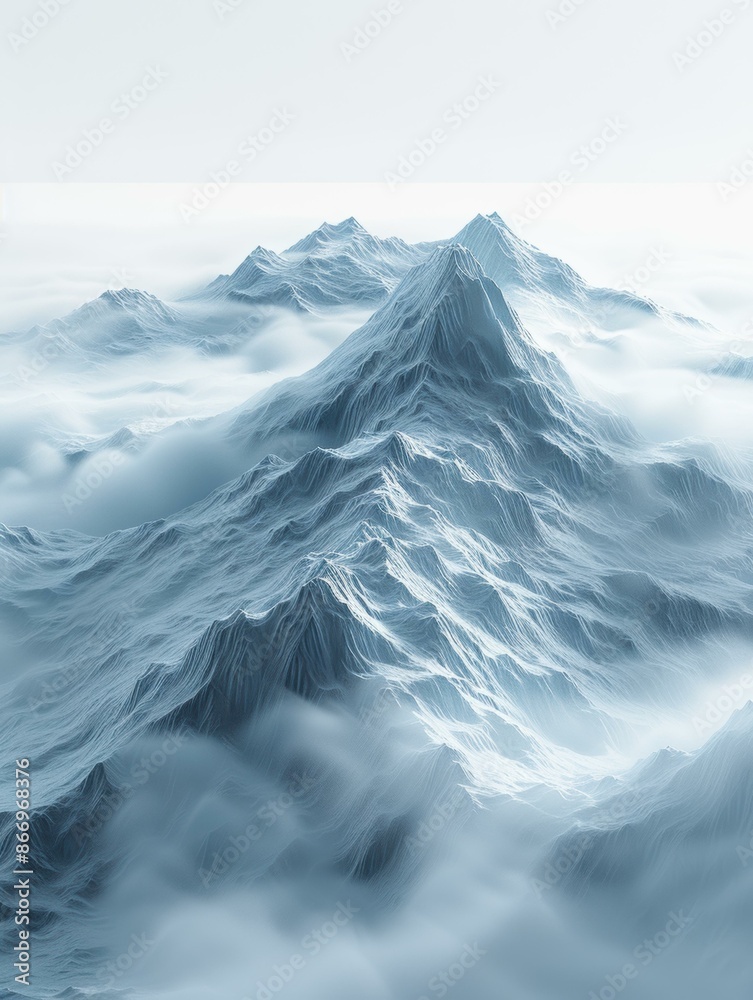 Wall mural A beautiful landscape of snow-capped mountains. AI.