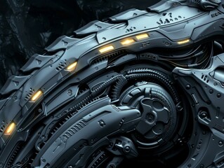 Futuristic mechanical creature. AI.