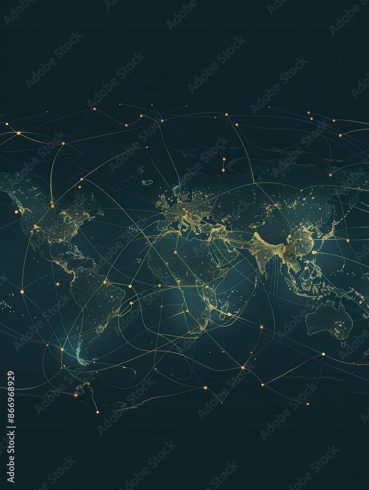 Aufkleber A simple and symbolic world map with highlighted routes, perfect for travel agencies and global booking services. Generative AI