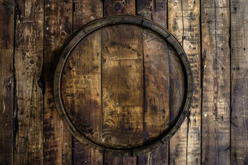 Old wooden wine barrel lying on a rustic wooden floor is waiting to be filled