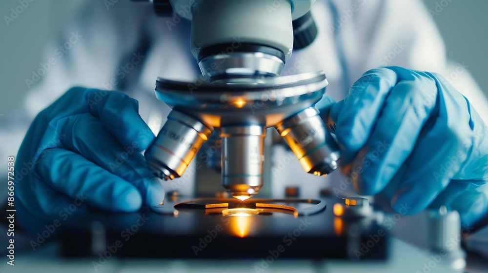 Poster Close-up of a Microscope in a Laboratory Setting