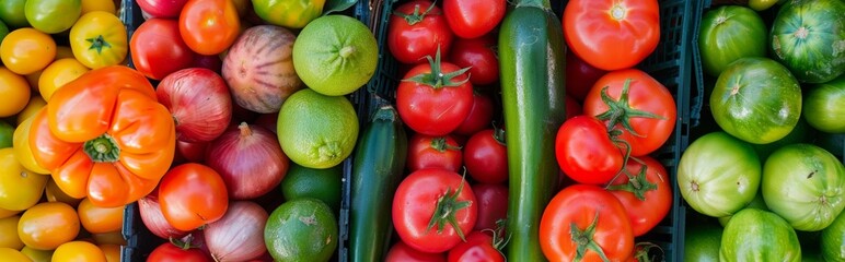 Fresh vegetables and fruits in market