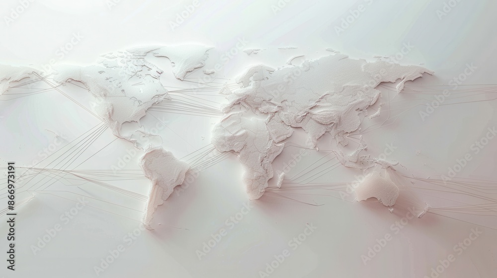 Aufkleber A simple and symbolic image of a world map with highlighted travel routes, perfect for travel agencies and global booking services. Generative AI