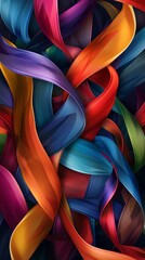 Beautiful abstract background. Dark colorful twisted ribbon background 