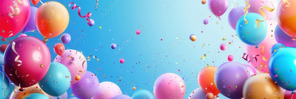 Aufkleber an image of a festive event decorated with colorful balloons, confetti, and ribbons. generative ai