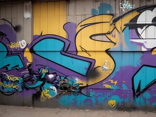 Background graffiti on the wall, Scribbles on the wall are irregular, street art paintings on the side of the road 