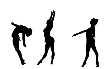 aro, gimnasia, deportes, acrobatas, gimnastas, silueta, vectores, bola. liston