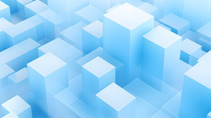 Sky blue cubic 3D geometric abstract design featuring a pattern of interlocking cubes.