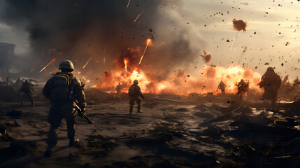 Modern warfare scene depicting soldiers in a tense combat situation with strategic intensity and action 