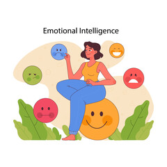 Emotional intelligence concept. Flat vector illustration